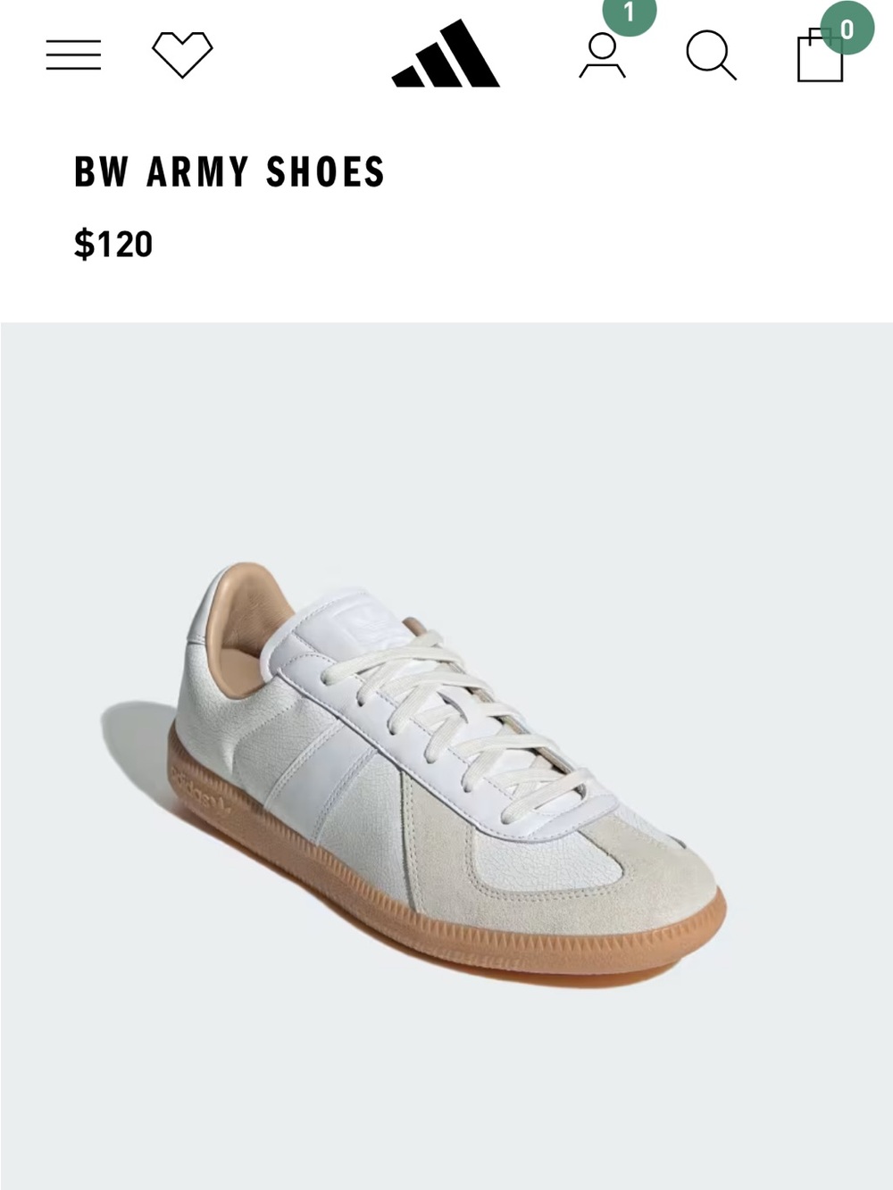 adidas BW Army Shoes in White and Gum